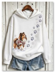 Women's Winter Shetland Sheepdog Pattern Causal Hoodie