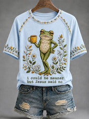 Women's 'I Could Be Meaner But Jesus Said No' Printed Casual T-Shirt