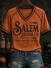 Women's Salem Broom Company Printed V-neck T-shirt