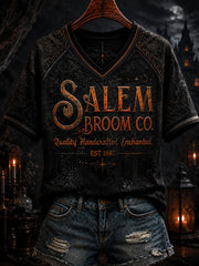 Women's Salem Broom Company Printed V-neck T-shirt