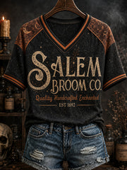 Women's Salem Broom Company Printed V-neck T-shirt