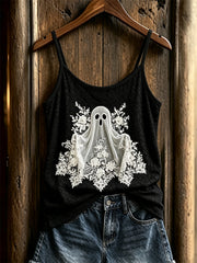 Women's Vintage Gothic Ghost Floral Lace Art Print Cami Top
