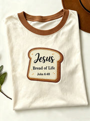 Women's faith-themed fun slogan pattern printed casual short-sleeve T-shirt