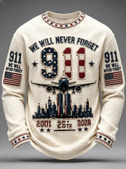 Men's We Will Never Forget 9 11 September 11 Waffle Long Sleeve T-Shirt