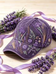 Women's purple plant flower pattern printed unisex hat