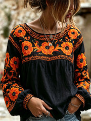 Women's Day of the Dead Marigolds Mexican Floral Print Shirt