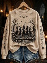 Women's Halloween witch print Regular Sweatshirt
