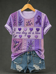 Women's Purple Floral & Alzheimer's Awareness Support Print Tee