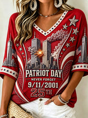 Women's PATRIOT DAY NEVER FORGET 9/11/2001 25TH T-Shirt