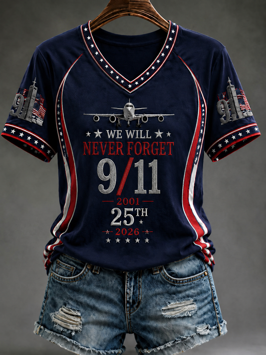 Women's WE WILL NEVER FORGET 9/11 -2001 25TH 2026 T-shirt