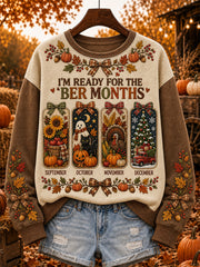 Women's autumn and winter theme pattern design casual sweatshirt