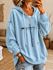 Women's 'It Is Finished' Cross Print Casual Hoodie