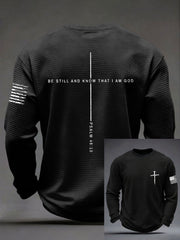 Men's "Be Still And Know I Am God"Faith Print Casual Waffle Long Sleeve T-Shirt