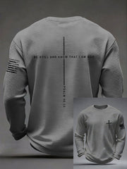 Men's "Be Still And Know I Am God"Faith Print Casual Waffle Long Sleeve T-Shirt