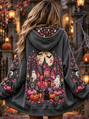 Women's Halloween Black Cat and Castle Jackets