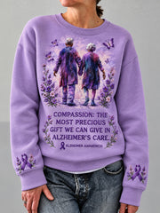 Women's Alzheimer's Awareness Compassion Quote Print Cozy Sweatshirt