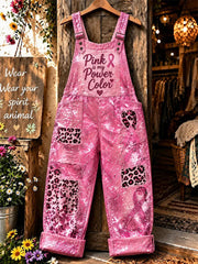 Women's Pink Is My Power Color Print Denim Jumpsuit