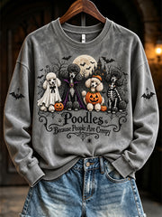 Women's Halloween-themed dog pattern casual sweatshirt