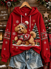 Women's Christmas Dog Pattern Casual Hoodie