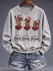 Women's Funny Christmas Dog Print Sweatshirt
