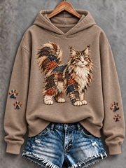 Women's Patchwork-style cat print Regular Sweatshirt