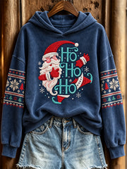Women's Vintage Christmas pattern casual hoodie