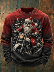 Men's Vintage Christmas pattern casual round-neck sweatshirt.