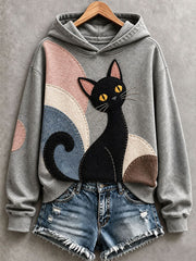 Women's Cute Cat Patchwork Art Hoodie