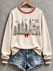 Women's New York Christmas Print Casual Sweatshirt