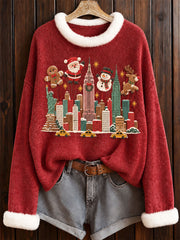 Women's New York Christmas Print Casual Sweater