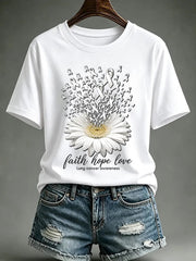 Women's Lung Cancer Awareness Print Short Sleeve T-shirt