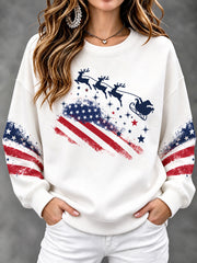 Women's USA Flag Christmas Casual Sweatshirt