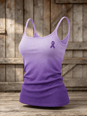 Women's Purple Charity Ribbon Pattern Gradient Design Casual Vest