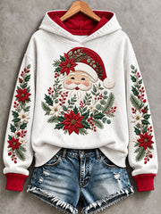 Women's Santa Print Casual Hoodie