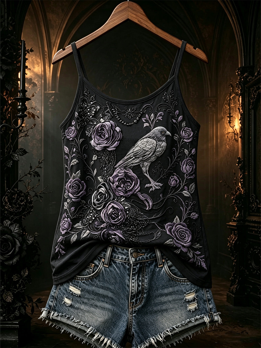Women's Gothic pattern printed casual vest