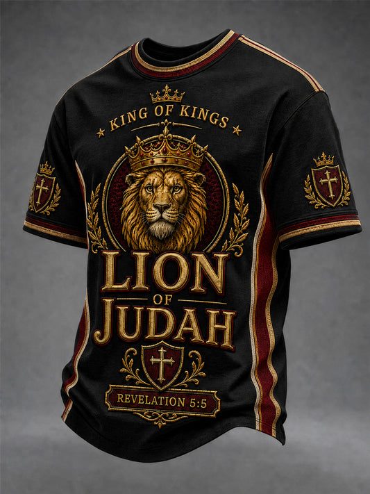 Men's Christian Lion of Judah Art  Short Sleeve T-shirt