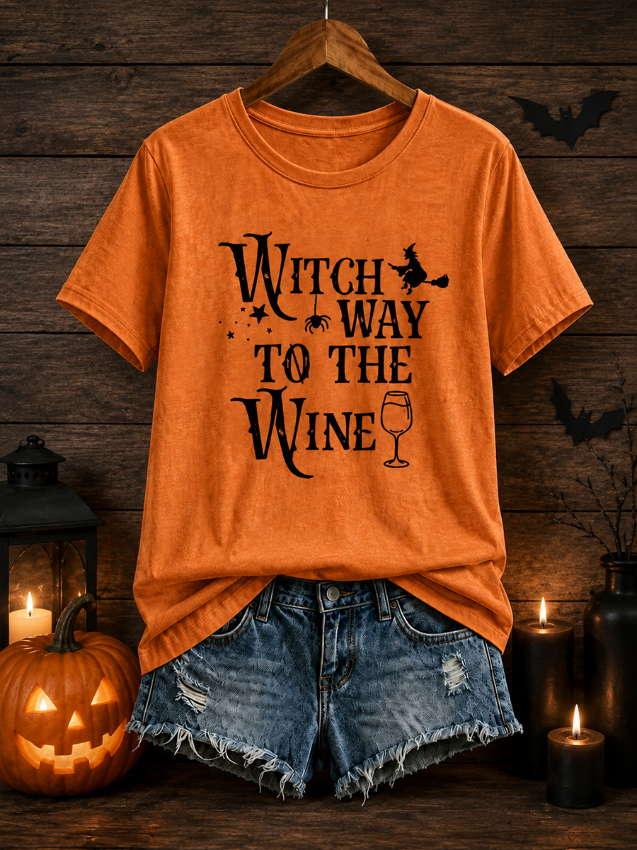 Women's Halloween print short-sleeved T-shirt