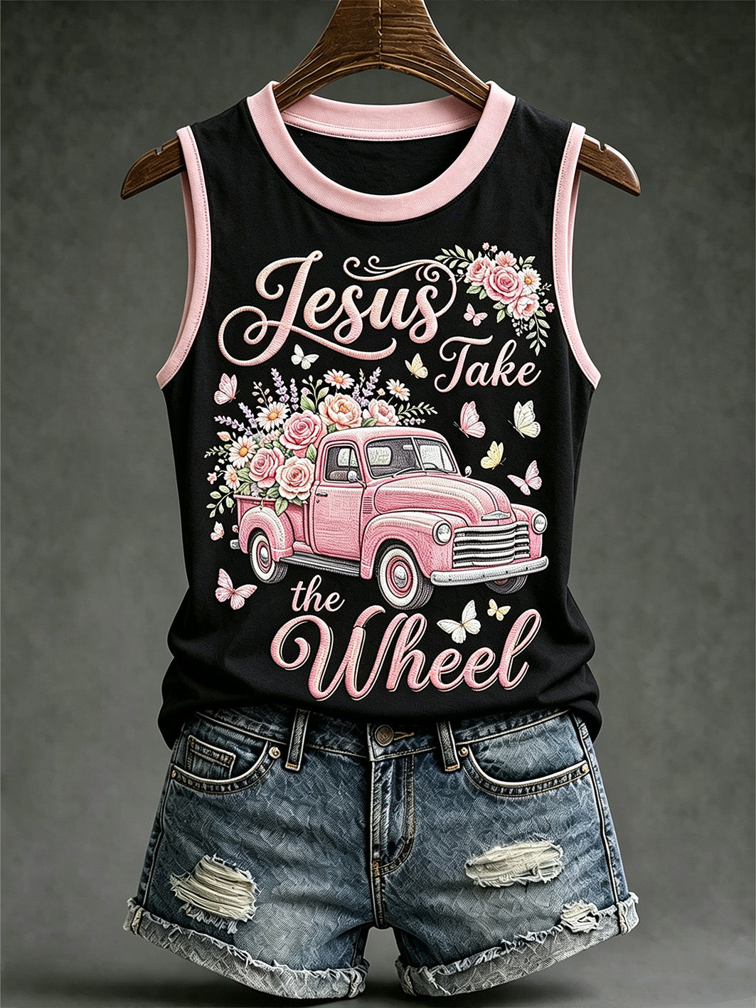 Women's faith-themed fun slogan pattern printed casual vest