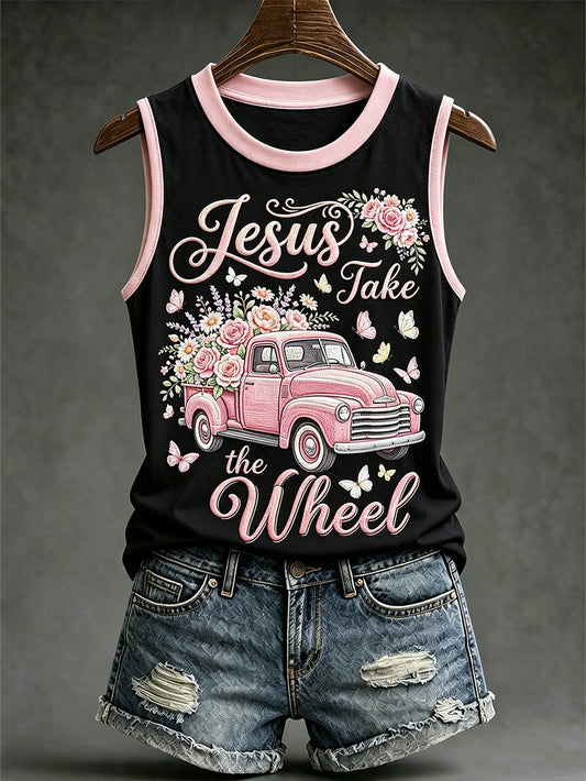 Women's faith-themed fun slogan pattern printed casual vest