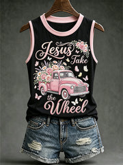 Women's faith-themed fun slogan pattern printed casual vest