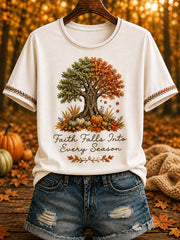 Women's Autumn "Faith Falls Into Every Season" Printed T-shirt