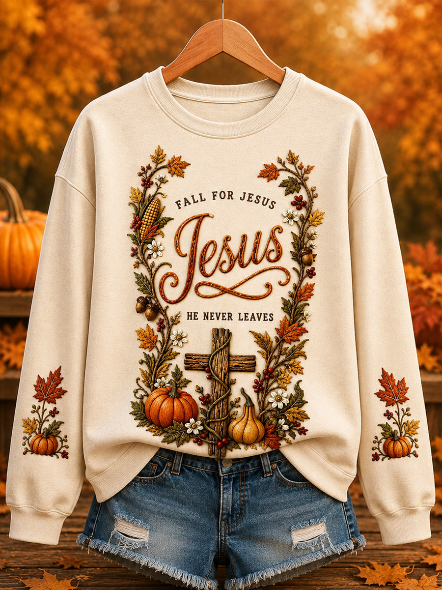 Women's Autumn Art "JESUS" Print Sweatshirt