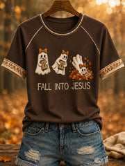 Women's Autumn "FALL INTO JESUS" Printed T-shirt