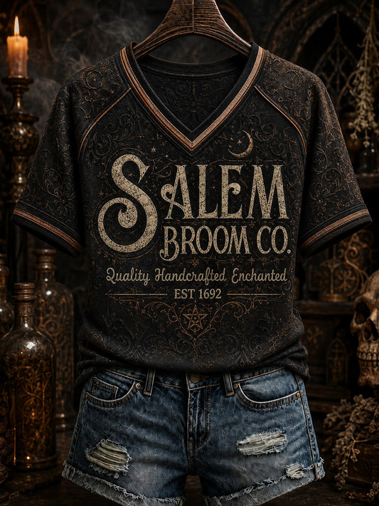 Women's Salem Broom Company Printed V-neck T-shirt