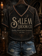 Women's Salem Broom Company Printed V-neck T-shirt