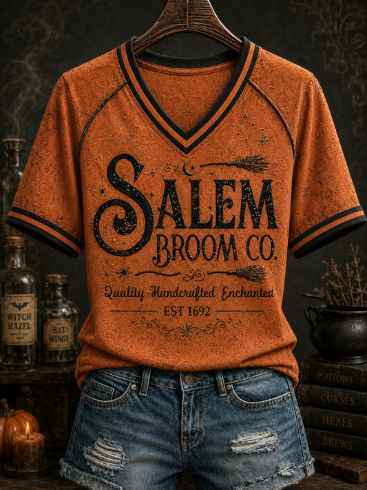 Women's Salem Broom Company Printed V-neck T-shirt
