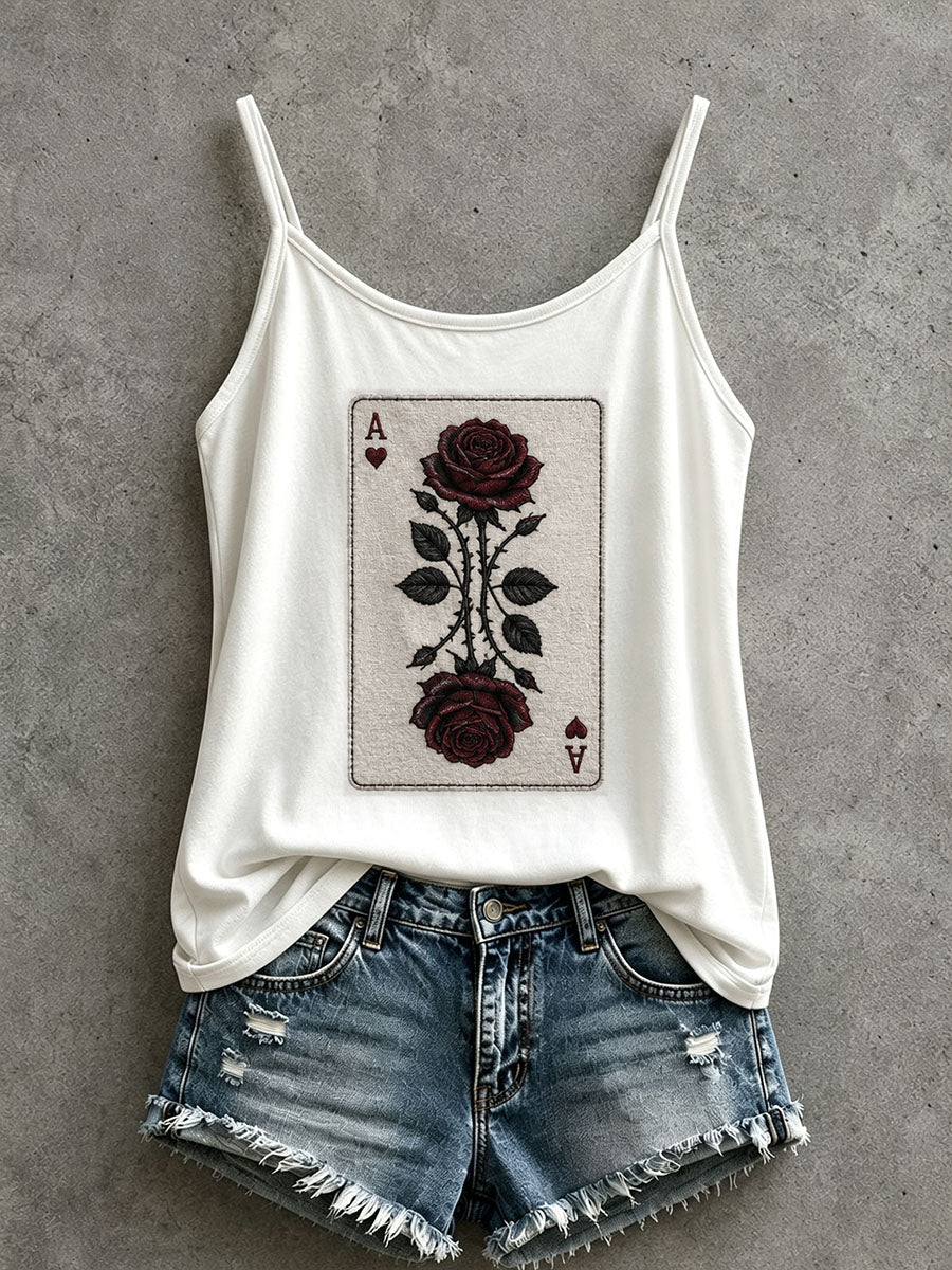 Women's Rose Playing Cards Tank Top