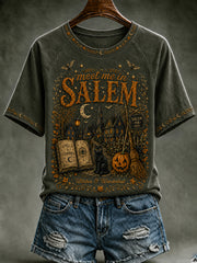 Women's Vintage Halloween O-neck Short Sleeve T-shirt