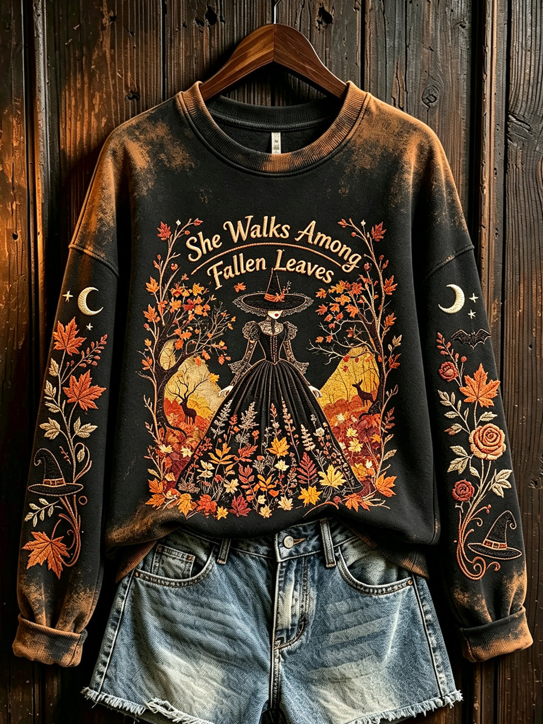 Women's Halloween Witch Element Pattern Printed Casual  Sweatshirt
