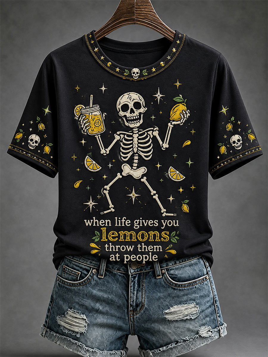Women's When Life Gives You Lemons Print Casual Tee